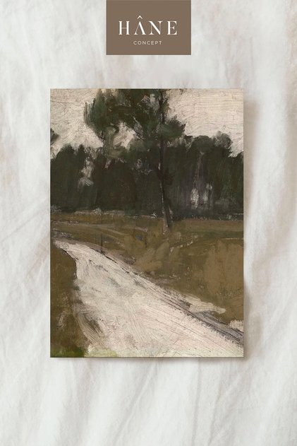 Vintage Orman ve Yol Posteri, Sanatsal Baskı, Galeri Duvarı, Çiftlik Evi Tarzı Baskı