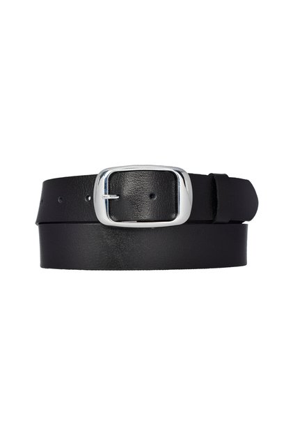 100% Genuine Leather, 4 cm Black Women's Belt with Silver Buckle; Jeans, Sports Belt An-Byn-19