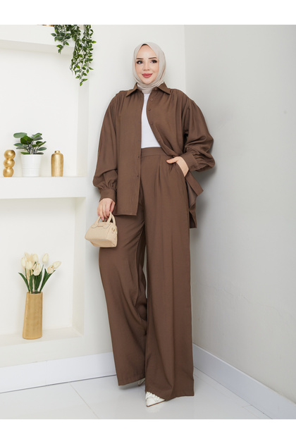 New Season High Quality Special Design Sleeves Shirted Casual Turtle Bottom Top Double Set