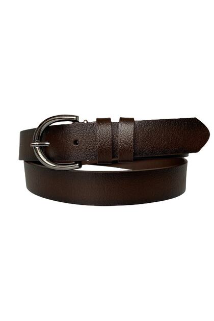 100% Genuine Leather Nickel Buckle Dark Brown Thin Women's Belt, 3cm=3cm-kdn-03