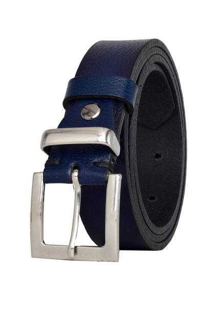 100% Genuine Leather, Silver Suit Buckle 3 Cm Navy Blue Women's Belt; Dress, Trouser Belt = 3cm-kdn-48