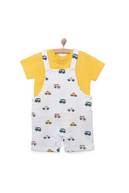 HelloBaby Basic Erkek Araba Desenli Şort Salopet-Tshirt Erkek Bebek