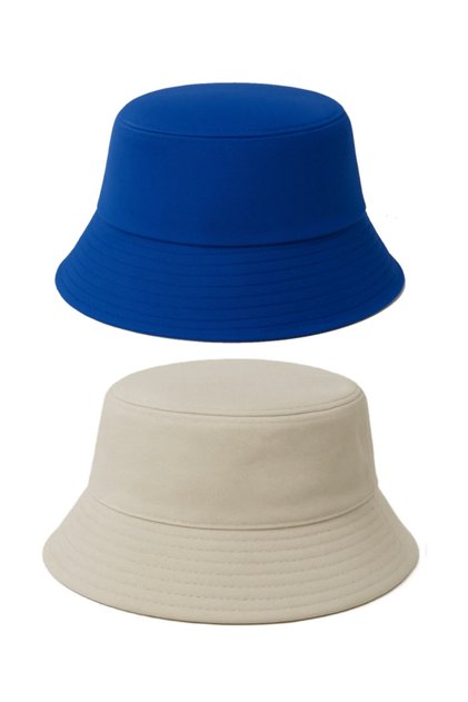 Double Layer Summer Fabric Bucket Hat, Men's and Women's Plain Fisherman Bucket Hat, Unisex Cream-Blue