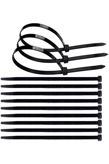 GenelTedarik 4.8x380 mm Siyah Plastik Kablo Bağı Klipsi Cırt