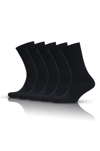 5 Pack Bamboo Lycra Flexible Non-Squeezing Quality Boxed Black Men's Socks 3557