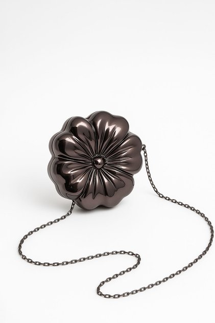Women's Mirror Flower Model Evening Dress and Special Occasion Portfolio Chain Strap Evening Dress Bag