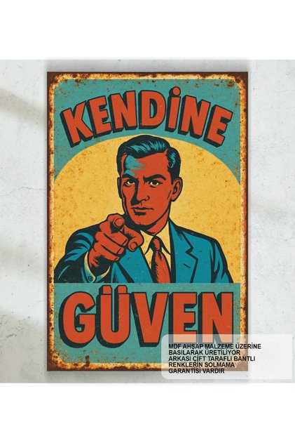 kendine güven kişisel gelişim motivasyon psikoloji sözler duvar yazıları retro ahşap poster