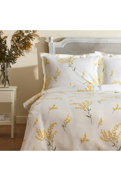 Home Loretta 100% Baumwolle Einzelbett-Piké-Set, Gelb