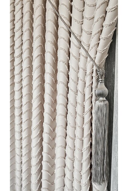 Linen Textured Bearded Light Gray Silver Board Background Curtain Luxury Heavy Weight Single Wing 1/3 Frequently Pleated