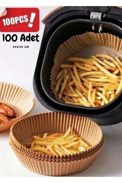 Airfryer Uyumlu Pişirme Kağıdı 100'lü | 20x20 cm | Yağ Geçirmez - Pratik Kullanım yuvarlak