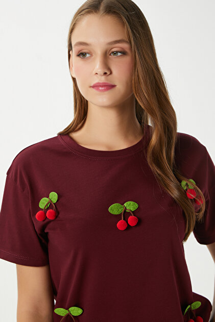 charrita シャツ uyguntarz Unisex Happy Cherry Tasarım Basklı Tshirt - Fiyatı