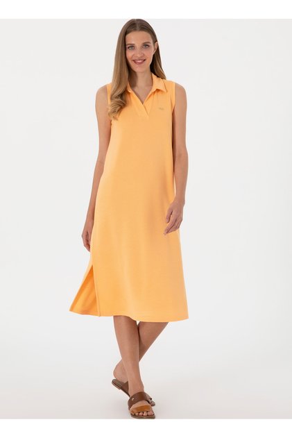 U.S. Polo Assn. V-Neck Light Orange Standard Women's Dress Mage-Iy25