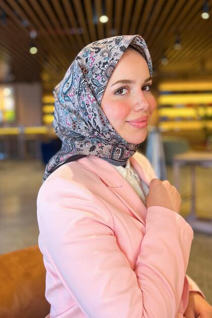وشاح قطن سلطان فريش - نمط شال - SFE001-07 - أسود، بترولي