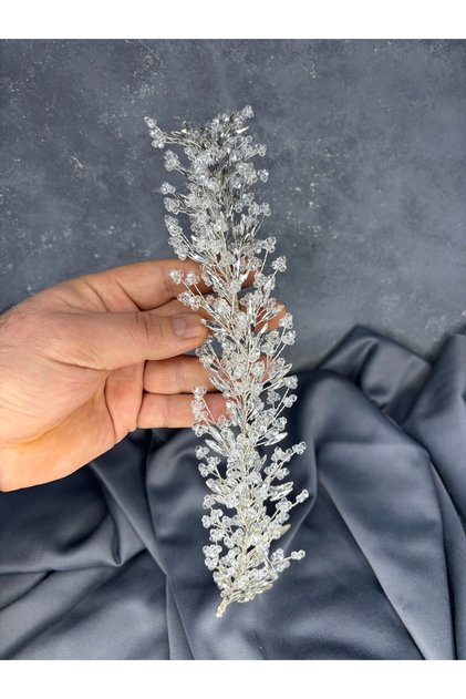 Coroana de henna de mireasa eleganta, decorata cu margele de cristal Hera