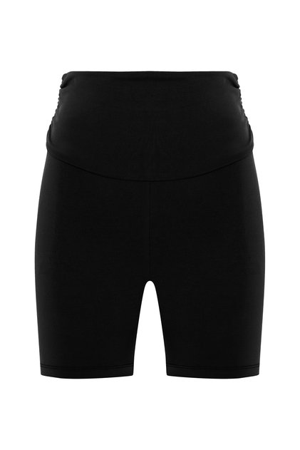 Gathered Black Short Leggings