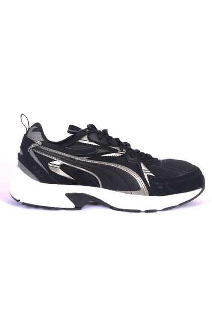 393489 01 Milenio Tech Suede Bağcıklı Ortapedik Taban Siyah Unisex Günlük Spor Ayakkabı