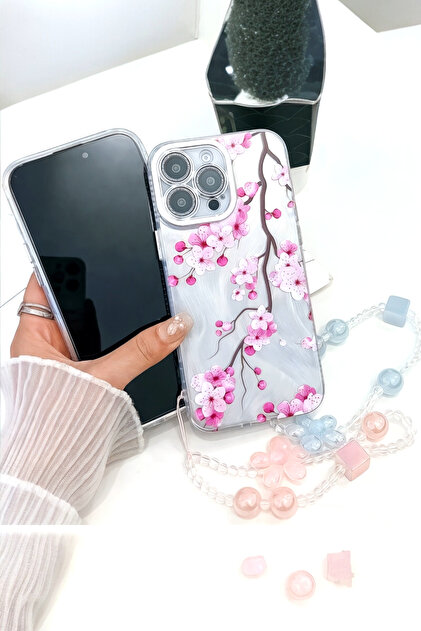 ProNorth IPhone 16 PRO MAX Uyumlu Kılıf Hologramlı Sakura Çiçek