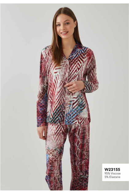 Women's Long Sleeve Buttoned Front Pajamas Set