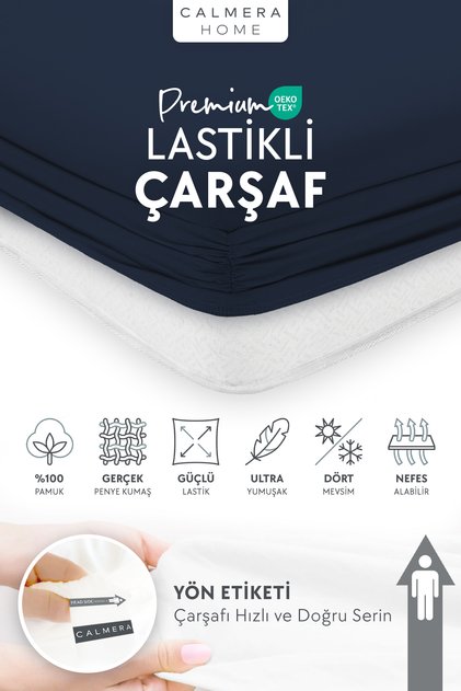 100% pamuk Pamučni džersej Čaršav sa lastišem - Jednostruko | Bračni | Battal King size - Mornarsko plava