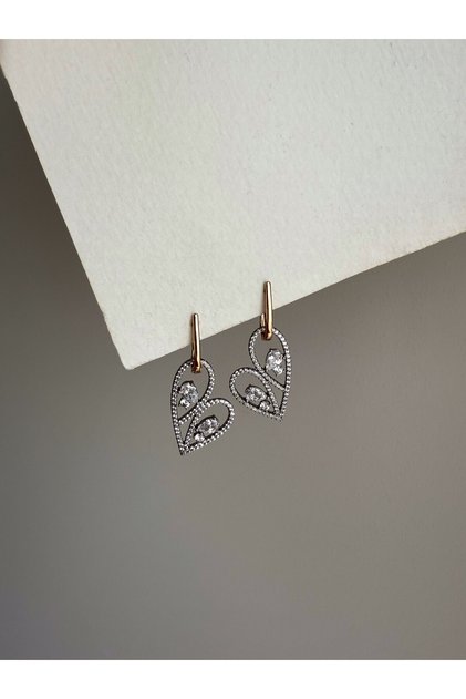 Steel Stone Diamond Model Heart Greely Earrings -Not Blackened-
