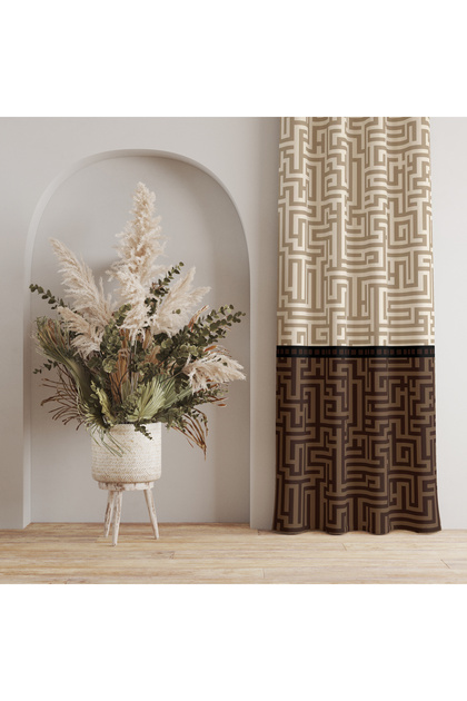 Decorative Maze Motif Background Curtain – Original & Fresh Style 140X260 cm Single Wing