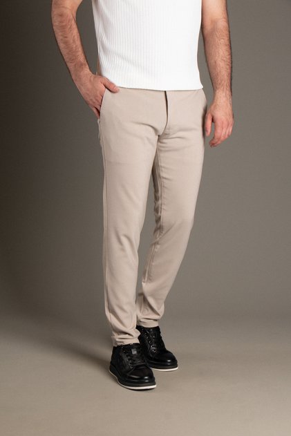 Men's Beige Linen Trousers