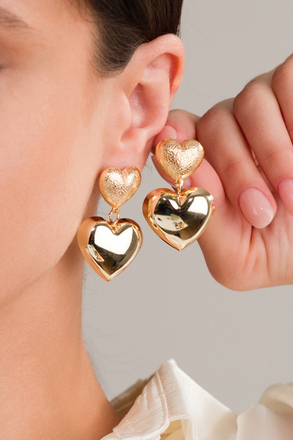 Women's Steel Shiny Dangle Heart Earrings
