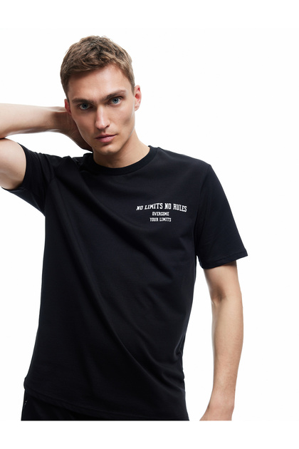Short Sleeve Crew Neck Printed Oversize Sports T-Shirt