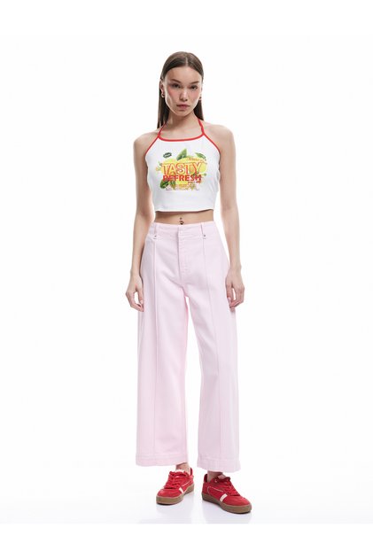 High Waist Wide Leg Trousers with Pocket Detail
