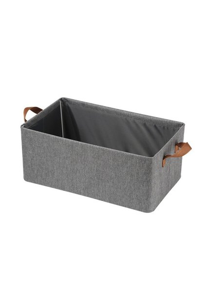 Cutie de depozitare tip cos, Flippy, textil Pliabila, 47x28x20 cm, Cadru Metalic, cu manere, Gri