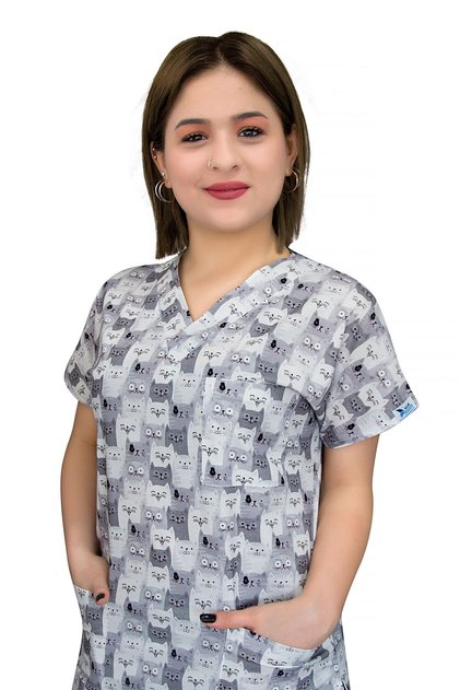 Unisex Master Lycra Gray Cats Cotton Lycra Doctor Nurse Scrubs Single Top Jersey