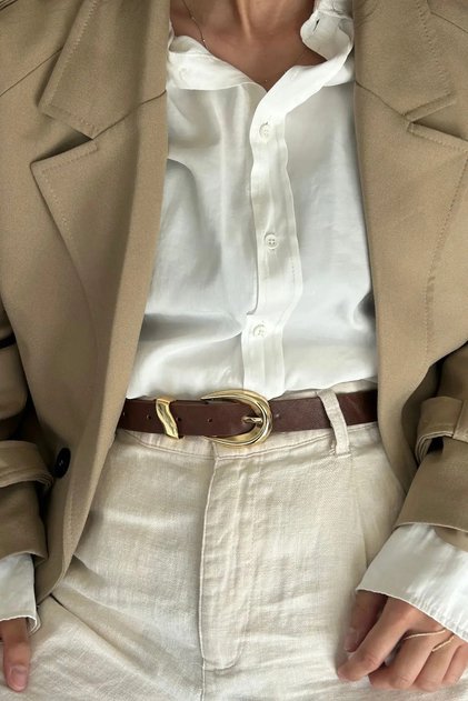 Lisa Gold Buckle Women's Belt (Tan)