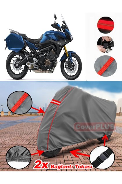 Yamaha Tracer 900 Gt Tarpaulin Motor Tarpaulin Motorbike Cover Tent Red Stitched Gray