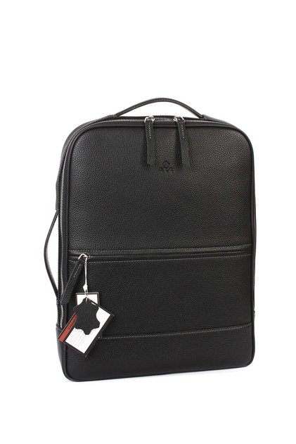 Genuine leather black laptop backpack 908 2