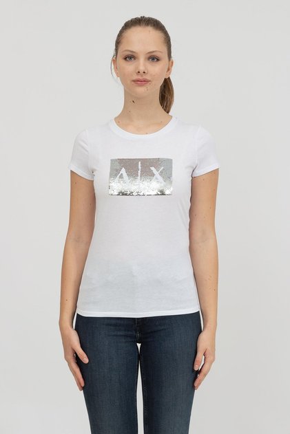 Kadın Bisiklet Yaka T-Shirt Beyaz