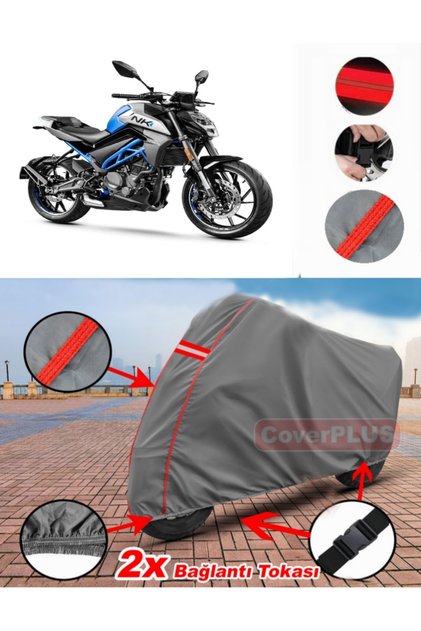 Cf Moto 250Nk Tarpaulin Motor Tarpaulin Motorbike Cover Tent Red Stitched Grey