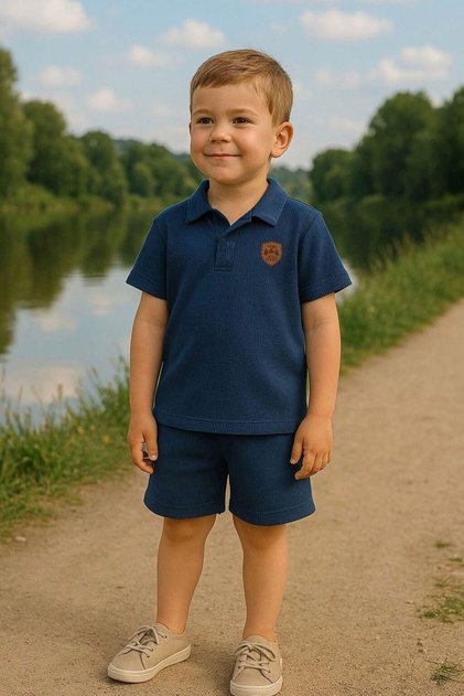 Boys Short Sleeve Polo Neck Tshirt and Shorts Bottom Top Kids Set