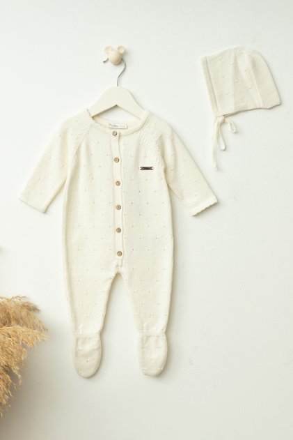 Openwork Cotton Newborn Jumpsuit