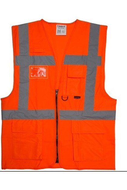 Engineer Warning Vest Neon Orange with Pocket Zipper