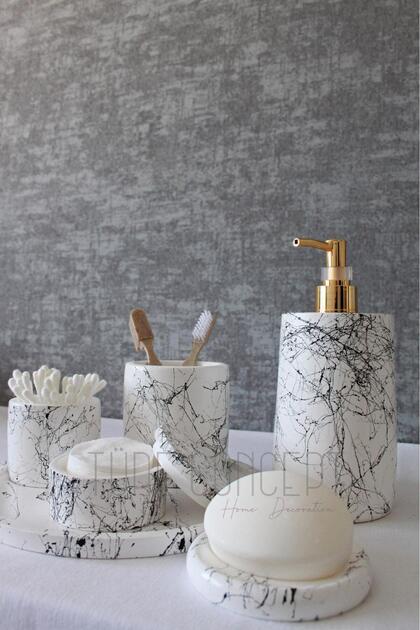 Siyah & Beyaz Desenli Banyo Seti