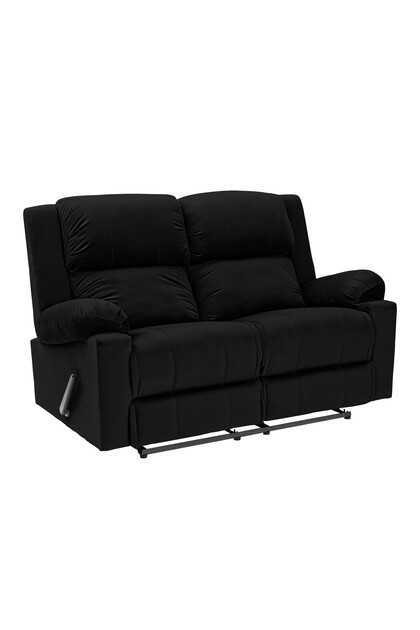 Velvet Double Classic Recliner Chair - Black - AB02