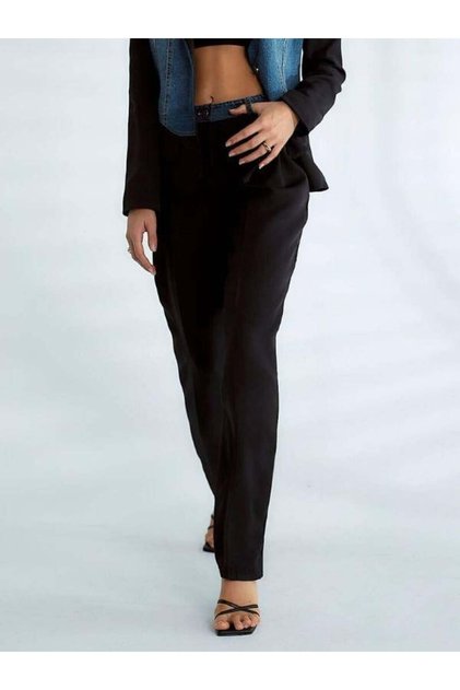 83753 Beli Jean Detaylı Pantolon Siyah
