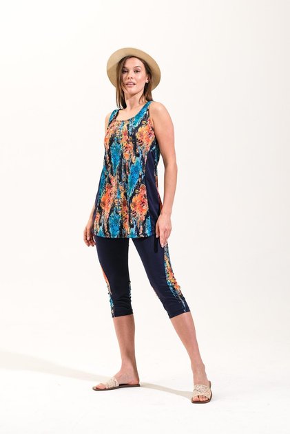 2266_2-Piece Pool/Sea Swimsuit with Strappy Inner Lining and 4/3 Tights