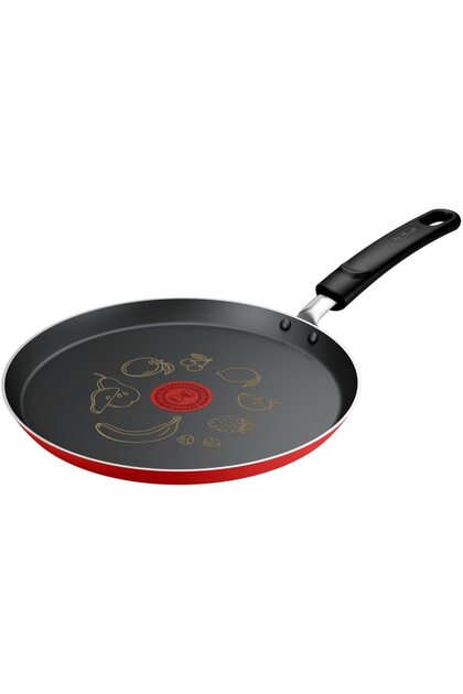 Τηγάνι για τηγανίτες Pancake Day B7021002, 25 εκ., αντικολλητική επίστρωση, δείκτης θερμοκρασίας Thermo-Signal, βάση διάχυσης θερμότητας, κόκκινο & μαύρο