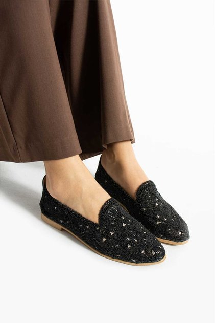 Embroidered Plain Lace Women's Ballerinas