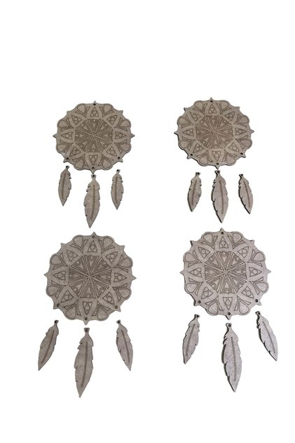 Wooden Painting Mandala Themed Painting Hobby Set of 4