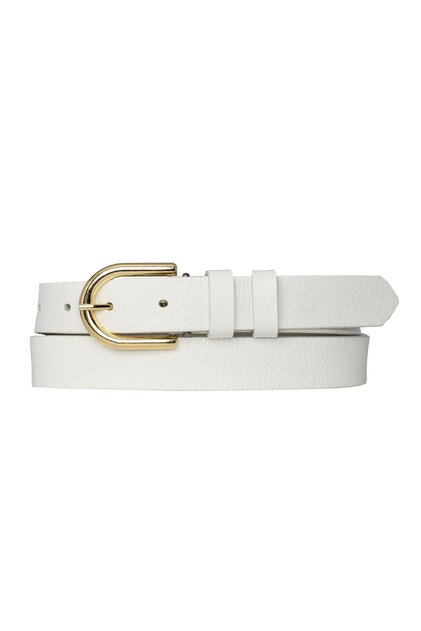100% Genuine Leather Gold Buckle Milk White Thin Women's Belt, 3cm=3cm-kdn-22