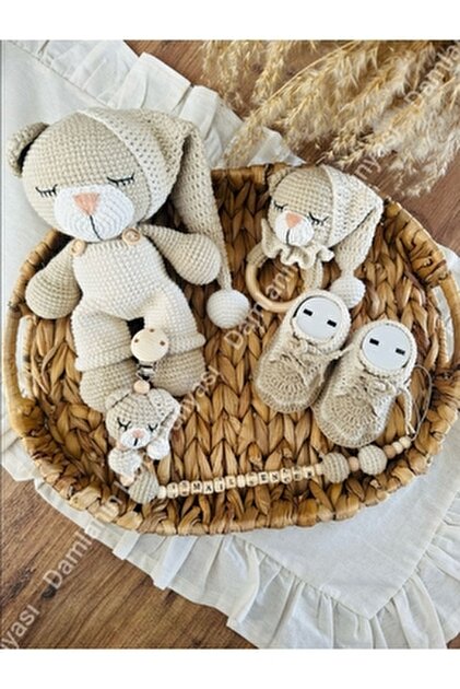 Genel Markalar Amigurumi Yenidoğan Tulumlu Tavşan Set, Uyku