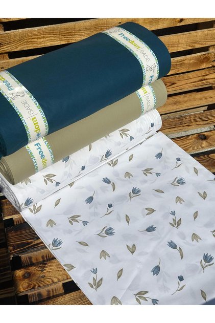 Lale Çiçek Desenli Kumaş - 100% Pamuk 30 Metre 1 Top Kumaş 240 cm en - Nevresimlik Ranforce Kumaş