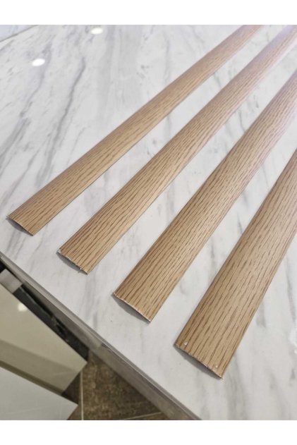 Parke Eşik Çıtası Kendinden Silikonlu Yapışkanlı Meşe Renkli Alüminyum Profil 90 cm/4 Adet.